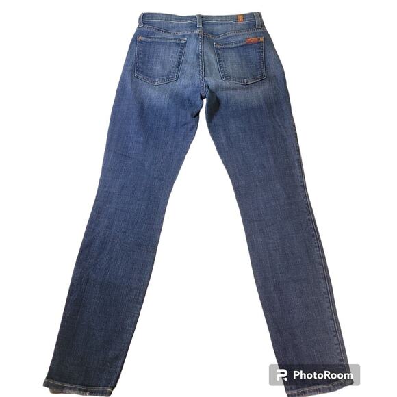7 For All Mankind Gwenevere Skinny Jeans Women’s 26x27 Mid Rise Medium Wash - Picture 4 of 7